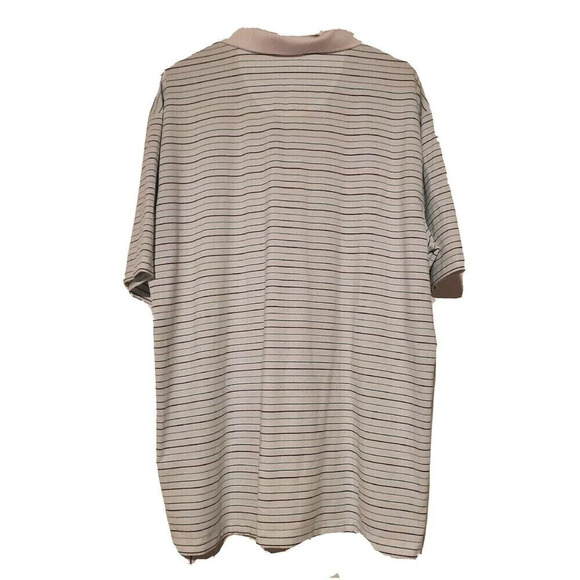 Master Tech Polo Shirt Mens Golf White Green Striped Xlarge Short Sleeve Collar - Picture 2 of 3